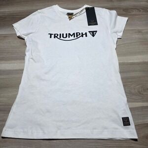 Triumph Melrose Lds White Tee Womens M White Short Sleeve Logo MTSS20056-M NWT